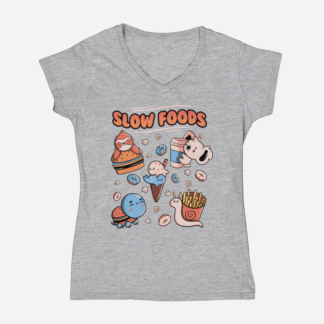 Slow Foods-Womens-V-Neck-Tee-tobefonseca