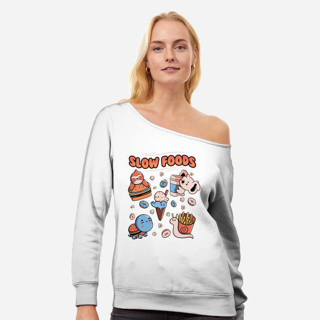 Slow Foods-Womens-Off Shoulder-Sweatshirt-tobefonseca