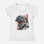 Great Godzilla-Womens-V-Neck-Tee-gaci