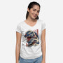 Great Godzilla-Womens-V-Neck-Tee-gaci