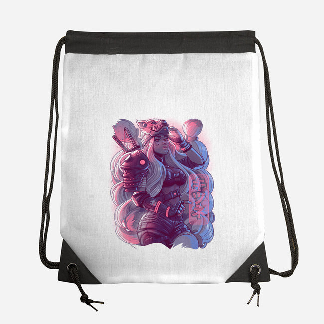 Cyber Kitsune Samurai-None-Drawstring-Bag-Bruno Mota