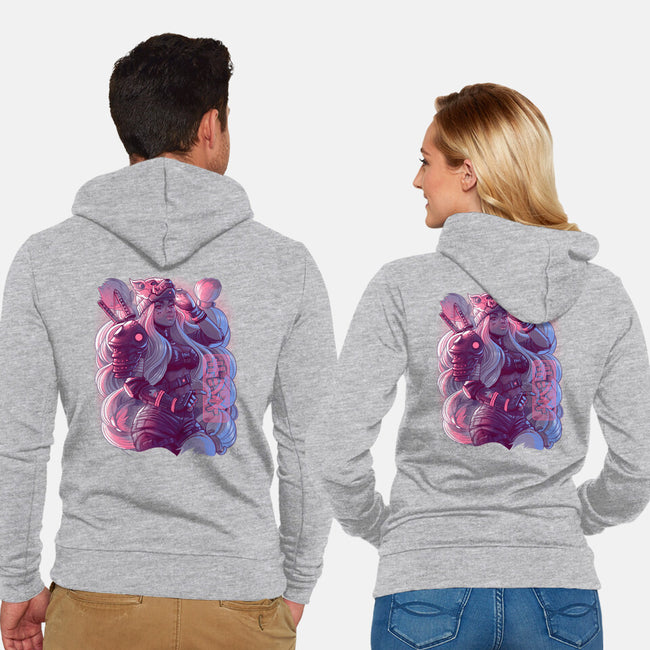 Cyber Kitsune Samurai-Unisex-Zip-Up-Sweatshirt-Bruno Mota