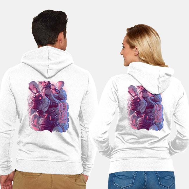 Cyber Kitsune Samurai-Unisex-Zip-Up-Sweatshirt-Bruno Mota