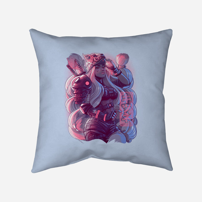 Cyber Kitsune Samurai-None-Non-Removable Cover w Insert-Throw Pillow-Bruno Mota