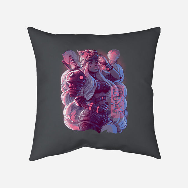 Cyber Kitsune Samurai-None-Non-Removable Cover w Insert-Throw Pillow-Bruno Mota