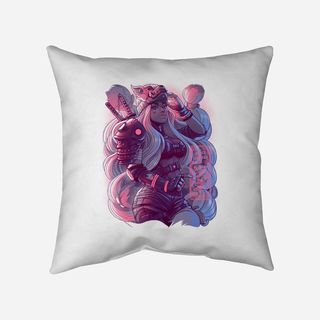 Cyber Kitsune Samurai-None-Removable Cover-Throw Pillow-Bruno Mota