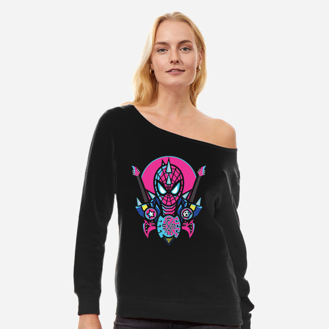 Spider Cyber Punk-Womens-Off Shoulder-Sweatshirt-jrberger