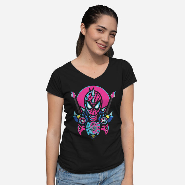 Spider Cyber Punk-Womens-V-Neck-Tee-jrberger