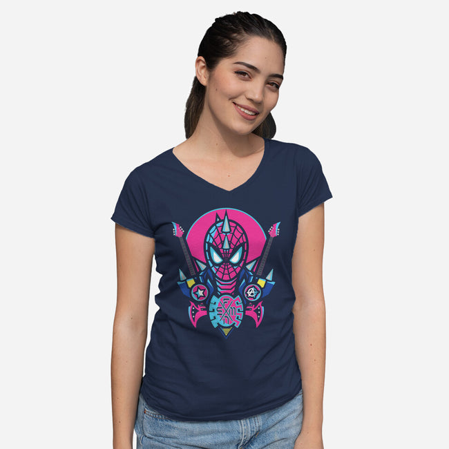 Spider Cyber Punk-Womens-V-Neck-Tee-jrberger