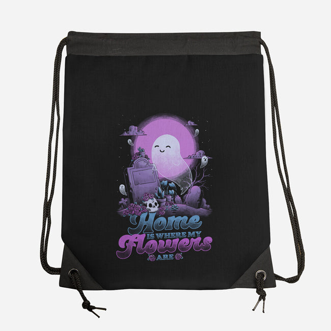 Ghost Home Flowers-None-Drawstring-Bag-Studio Mootant