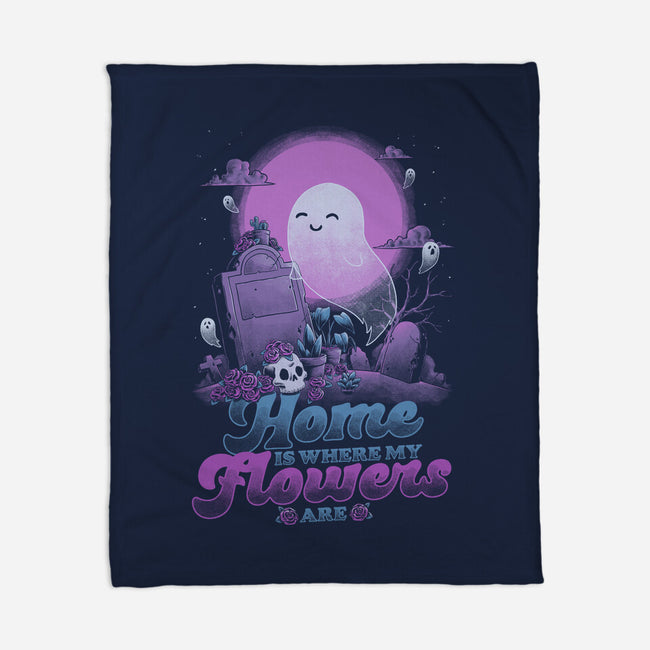Ghost Home Flowers-None-Fleece-Blanket-Studio Mootant