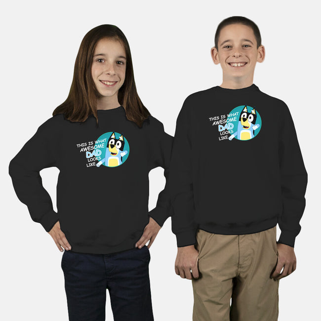 Awesome Dad-Youth-Crew Neck-Sweatshirt-MaxoArt