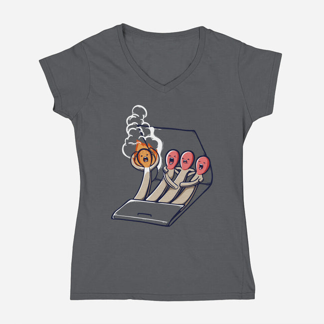 Don't Play With Fire-Womens-V-Neck-Tee-Xentee