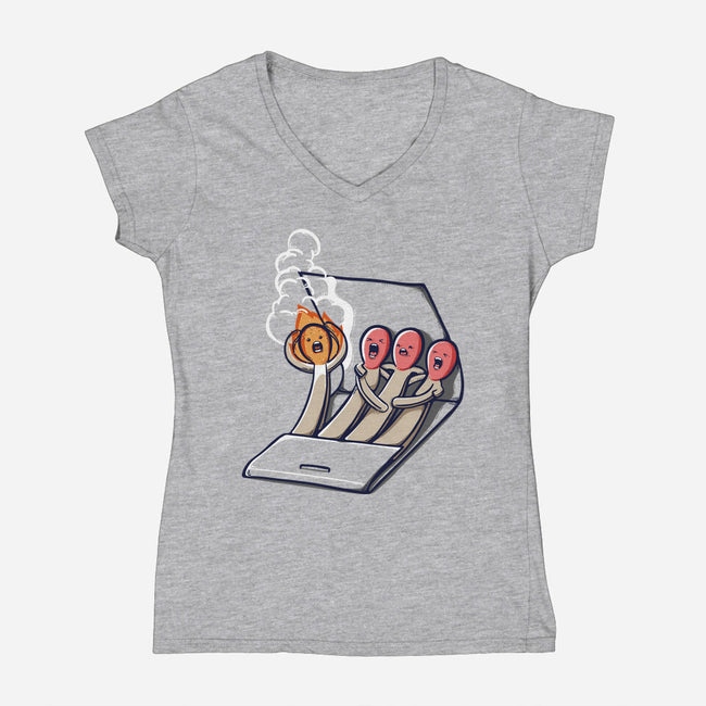 Don't Play With Fire-Womens-V-Neck-Tee-Xentee