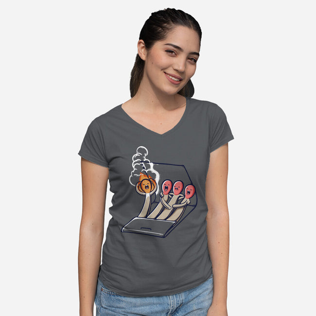 Don't Play With Fire-Womens-V-Neck-Tee-Xentee