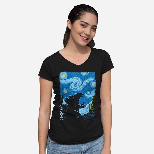 Gogh-Zilla-Womens-V-Neck-Tee-Umberto Vicente