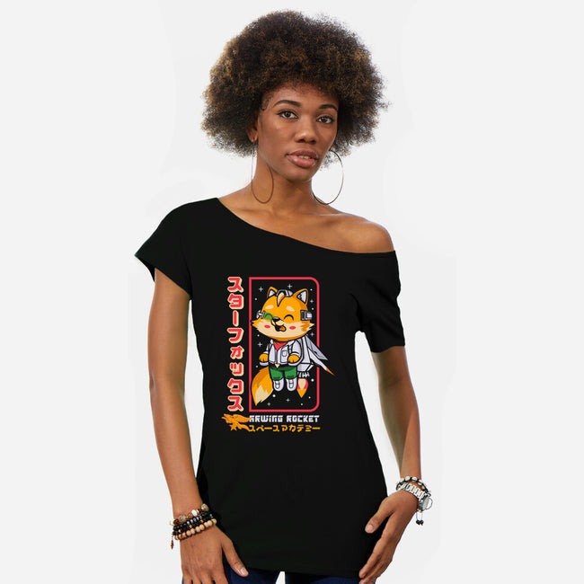 Space Foxey-Womens-Off Shoulder-Tee-Arinesart