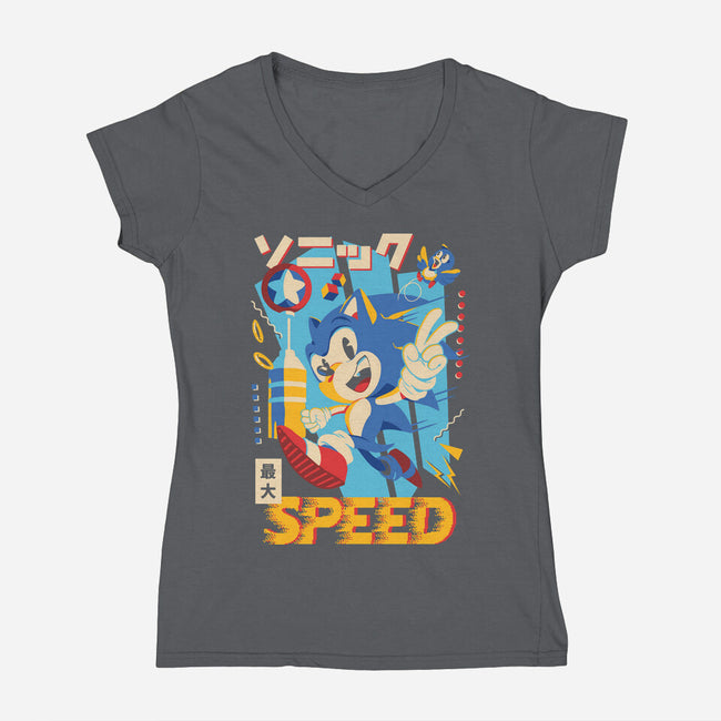 Top Speed-Womens-V-Neck-Tee-Arinesart