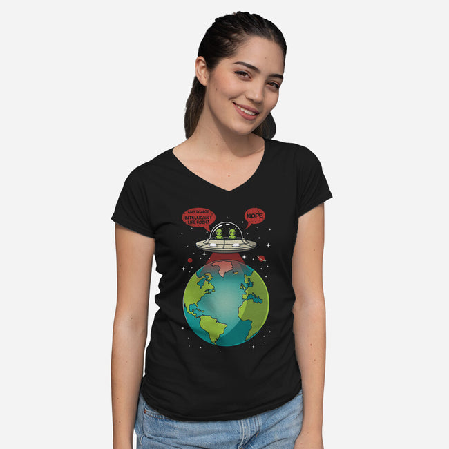 No Intelligent Life Form Found-Womens-V-Neck-Tee-erion_designs