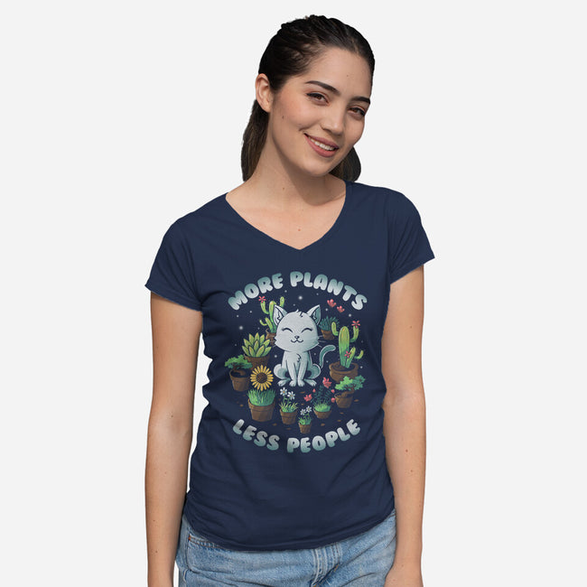 More Plants Less People-Womens-V-Neck-Tee-koalastudio