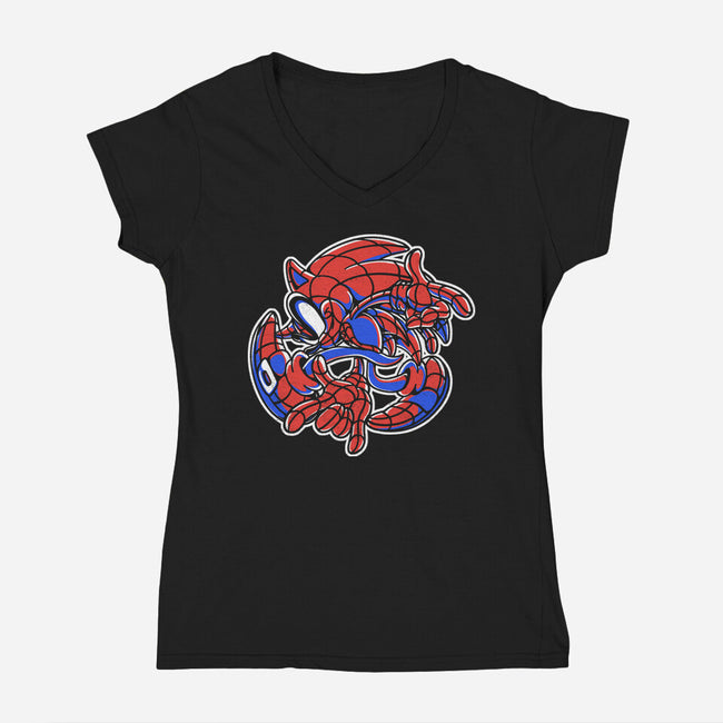 Spiderhog Adventure-Womens-V-Neck-Tee-estudiofitas