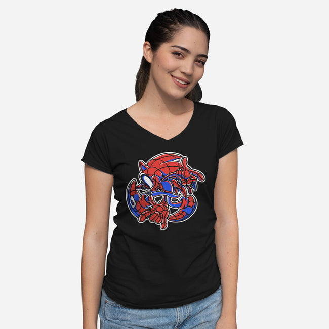 Spiderhog Adventure-Womens-V-Neck-Tee-estudiofitas