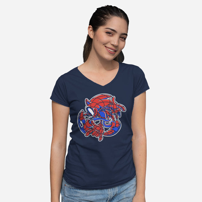 Spiderhog Adventure-Womens-V-Neck-Tee-estudiofitas