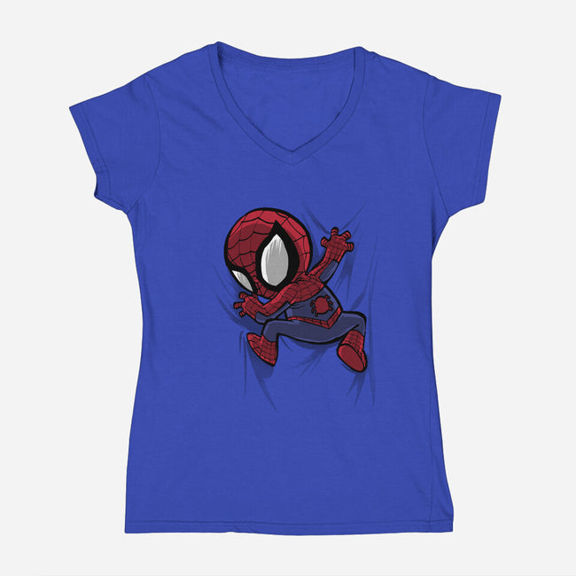 My Portable Spidey-Womens-V-Neck-Tee-zascanauta