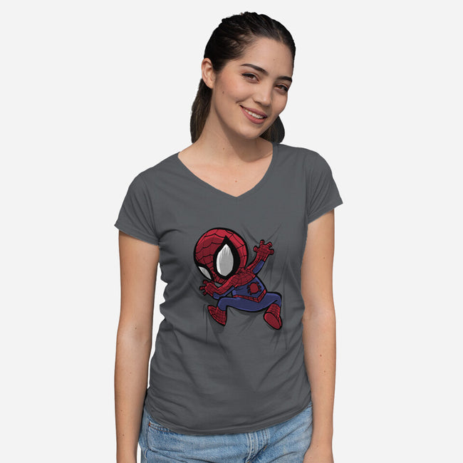 My Portable Spidey-Womens-V-Neck-Tee-zascanauta