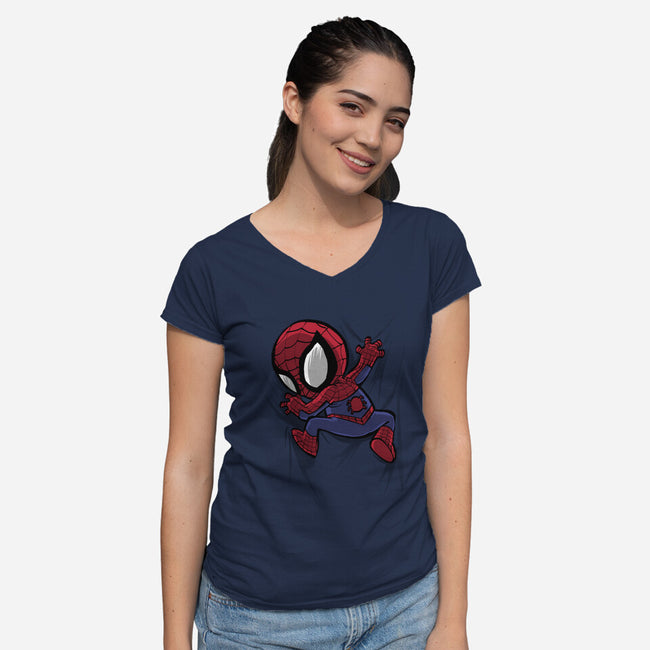 My Portable Spidey-Womens-V-Neck-Tee-zascanauta