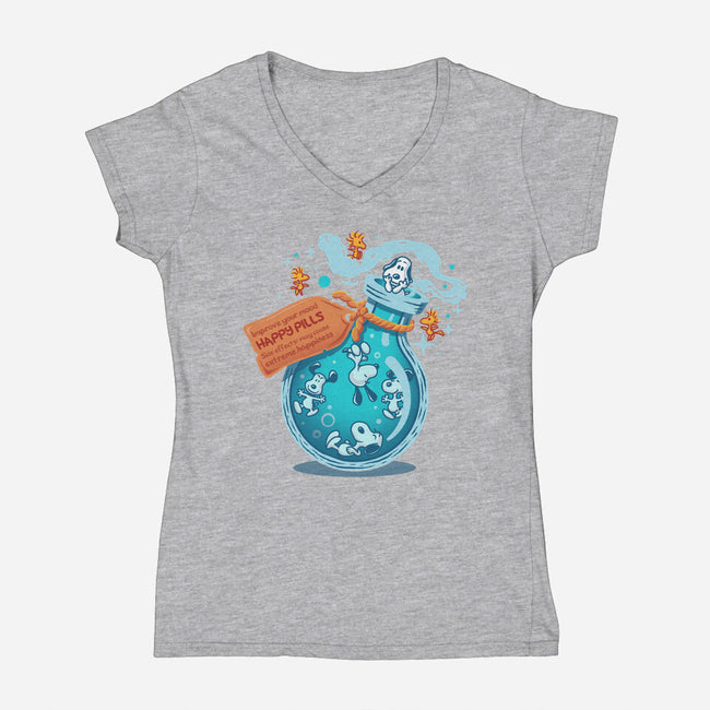 Happy Pills-Womens-V-Neck-Tee-erion_designs