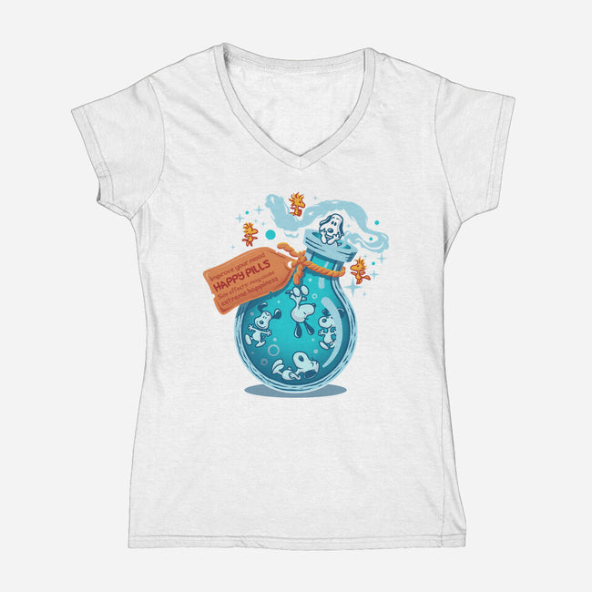 Happy Pills-Womens-V-Neck-Tee-erion_designs