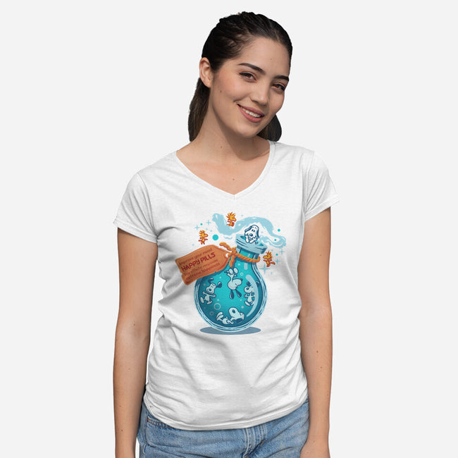 Happy Pills-Womens-V-Neck-Tee-erion_designs