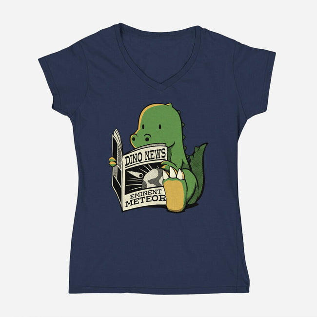 Jurassic News-Womens-V-Neck-Tee-tobefonseca