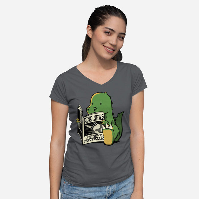 Jurassic News-Womens-V-Neck-Tee-tobefonseca