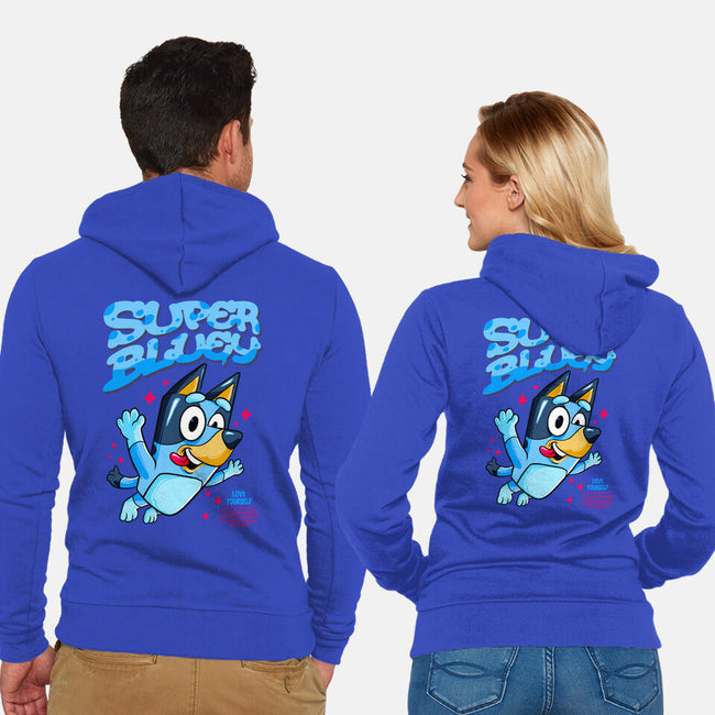 Super Bluey-Unisex-Zip-Up-Sweatshirt-spoilerinc