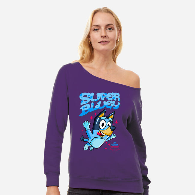 Super Bluey-Womens-Off Shoulder-Sweatshirt-spoilerinc