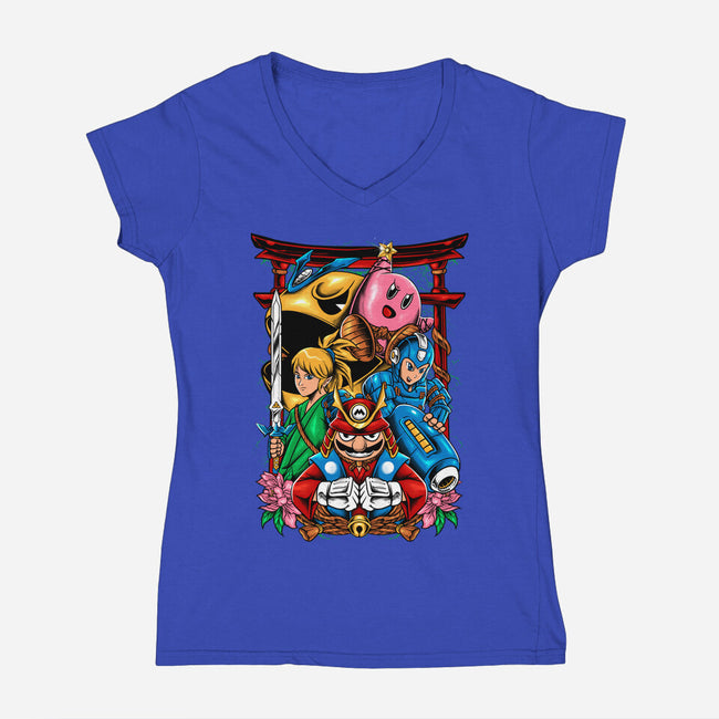 Game Heroes-Womens-V-Neck-Tee-spoilerinc