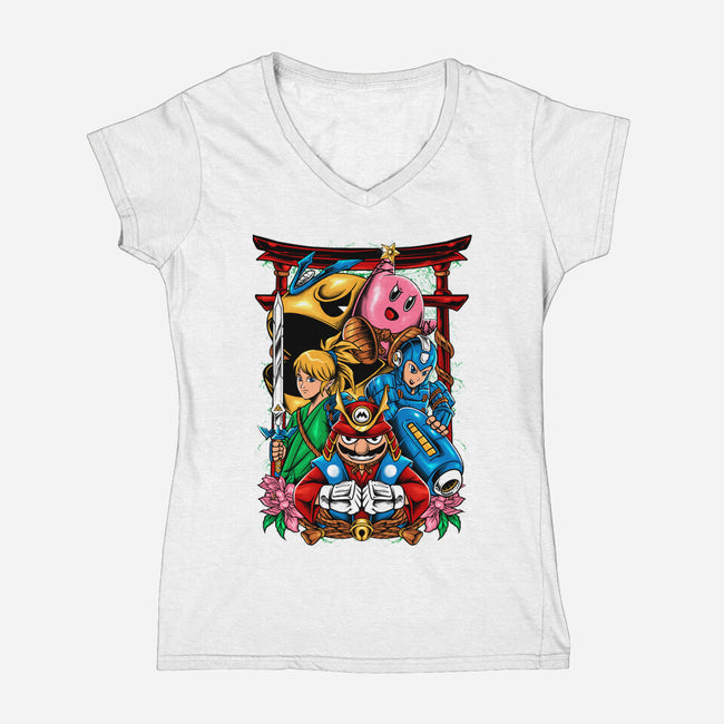 Game Heroes-Womens-V-Neck-Tee-spoilerinc