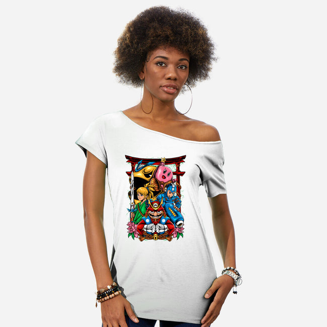 Game Heroes-Womens-Off Shoulder-Tee-spoilerinc