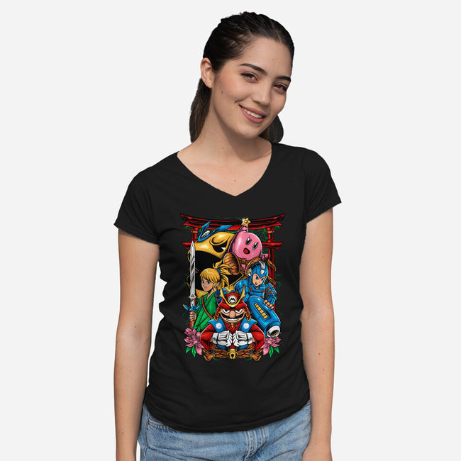 Game Heroes-Womens-V-Neck-Tee-spoilerinc