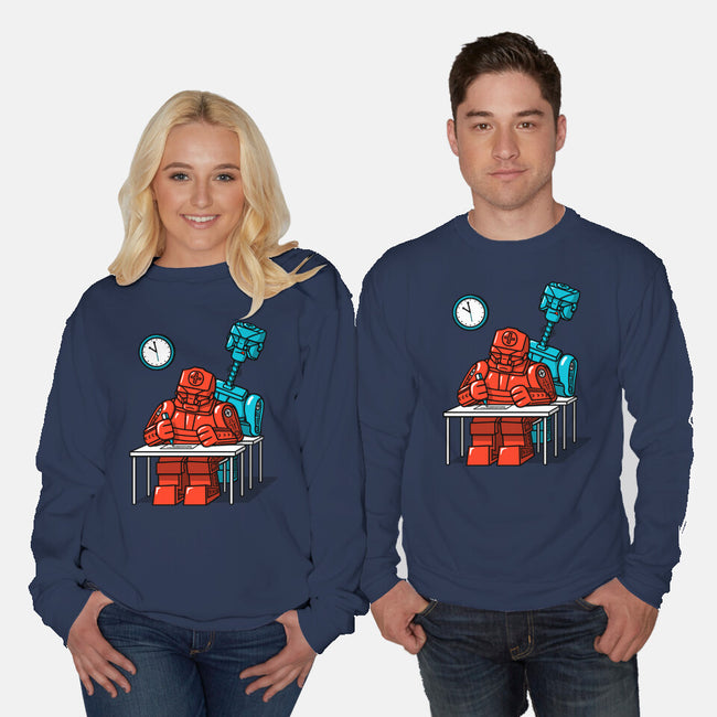 Robot Exam-Unisex-Crew Neck-Sweatshirt-Raffiti