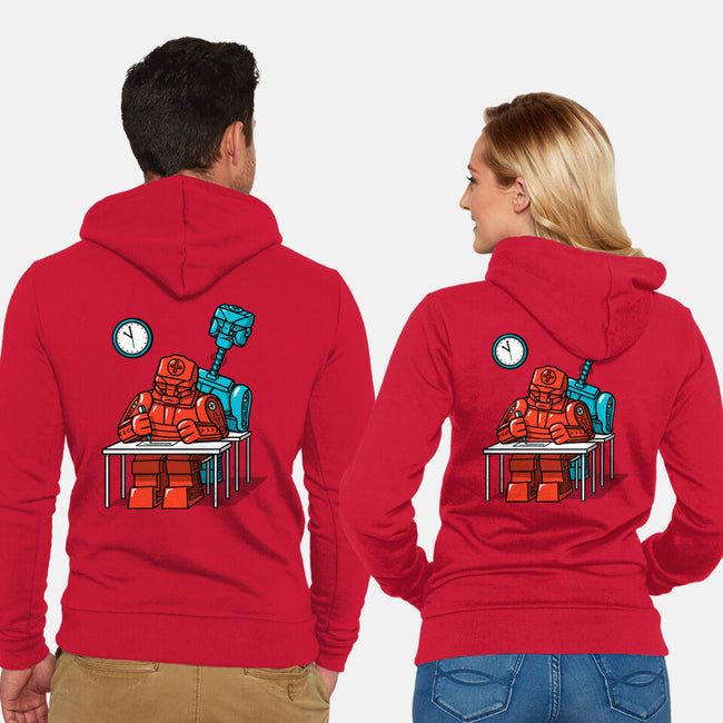 Robot Exam-Unisex-Zip-Up-Sweatshirt-Raffiti