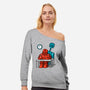 Robot Exam-Womens-Off Shoulder-Sweatshirt-Raffiti