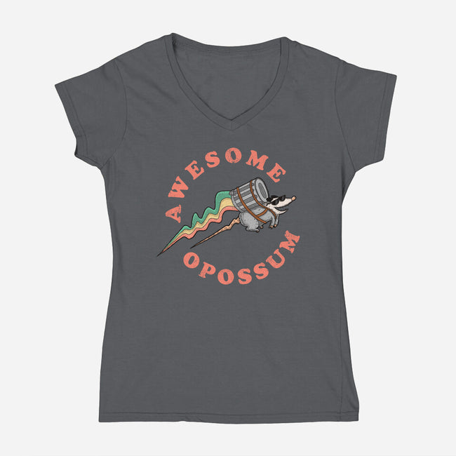 Awesome Opossum-Womens-V-Neck-Tee-sachpica