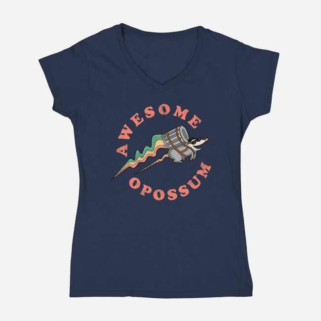 Awesome Opossum-Womens-V-Neck-Tee-sachpica