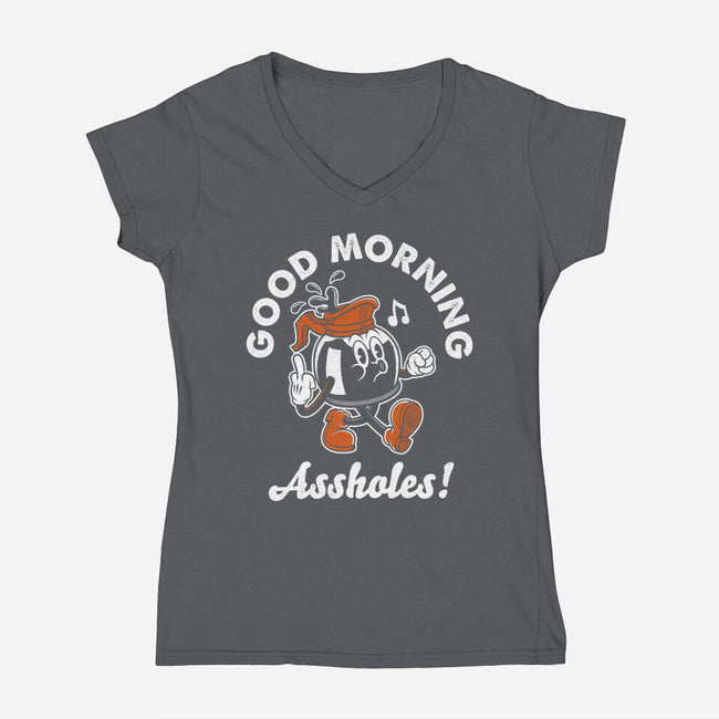 Good Morning Ahole-Womens-V-Neck-Tee-Nemons