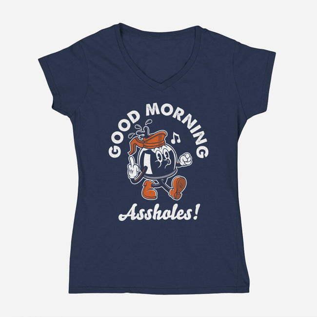 Good Morning Ahole-Womens-V-Neck-Tee-Nemons