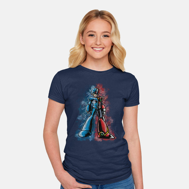 My Brother Robot-Womens-Fitted-Tee-nickzzarto