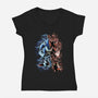 Two Faces Speed-Womens-V-Neck-Tee-nickzzarto